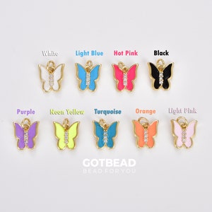 1PC Enamel Color Butterfly Charm, Dainty Gold Filled Monarch Charm for Necklace, Bracelet, Earring Charm Mariposa Jewelry Making, CP1721