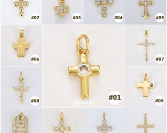 18K Gold Filled Cross Charm Pendant, Cross Faith Charm, Crucifix Pendant, Gold Cross Charm, Gold Crucifix Pendant, Gold Cross, CP_Batch73