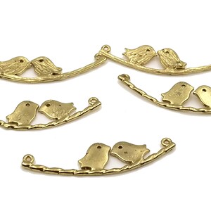 Colgante de encanto de pájaro del amor, colgante de pájaro conector de cobre lleno de oro, pájaros, encanto de pájaros, 40 mm, CPP004-J0402