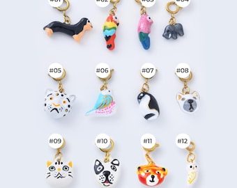Ciondoli in ceramica a forma di animali dipinti a mano, pendenti riempiti d'oro per la creazione di gioielli fai da te con collane e bracciali, grazioso ciondolo in ceramica a forma di cane, gatto e uccello, lotto 012