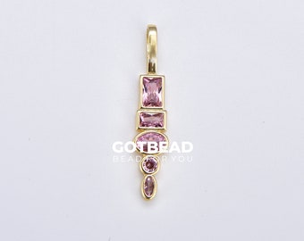 Gold Filled Drop Charm, Geometric Shape CZ Charm Drop Pendant for Necklace Bracelet Earring Supply Jewelry Making, CP1880