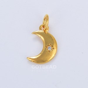 Gold Filled Crescent Moon Charm Pendant for DIY Jewelry Making 15x10mm CP1218
