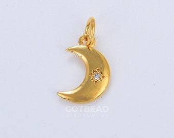 Gold Filled Crescent Moon Charm Pendant for DIY Jewelry Making 15x10mm CP1218