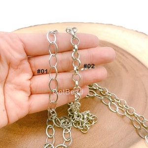 White Gold Rolo Cable Chain by Yard, Gold  Cable Rolo Chain by Foot, Wholesale bulk Roll Chain for Jewelry Making, 8mm, CH007