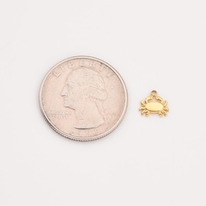 Gold Filled Crab Charm, Stainless Steel Sea Animal Pendant for DIY Necklace Bracelet Earring Jewelry Making, Coastal Gift for Her, SCP058