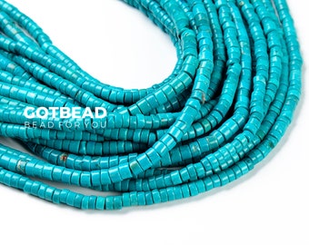 Blue Turquoise Heishi Gemstone Beads, Heishi Beads,  Turquoise Heishi, Full Strand 15.5 inches, TUQ037