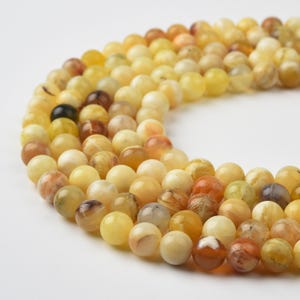 AAA Natural Yellow Opal Stone Bead, 6mm 8mm 10mm Smooth Round Bead, Beautiful Natural Yellow Opal gemstone Bead 15.5” Full strand GRN590