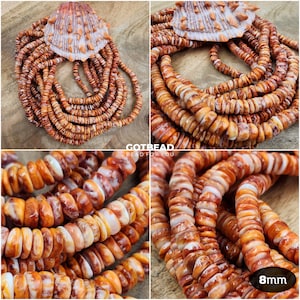 Orange Spiny Oyster Shell Bead Rondelle Shape, Gorgeous Natural Orange Color Spiny Oyster Shell Bead, High quality bead 8mm, PRP833A