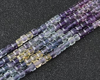 Rainbow Fluorite Cube Beads 3x3mm Natural Small Green Purple Gemstone Full Strand Jewelry Making Supply PRP1257