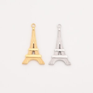Gold Filled Eiffel Tower Charm, Stainless Steel Paris Pendant for DIY Necklace Bracelet Jewelry, Minimalist Elegant Gift for Her, SCP033