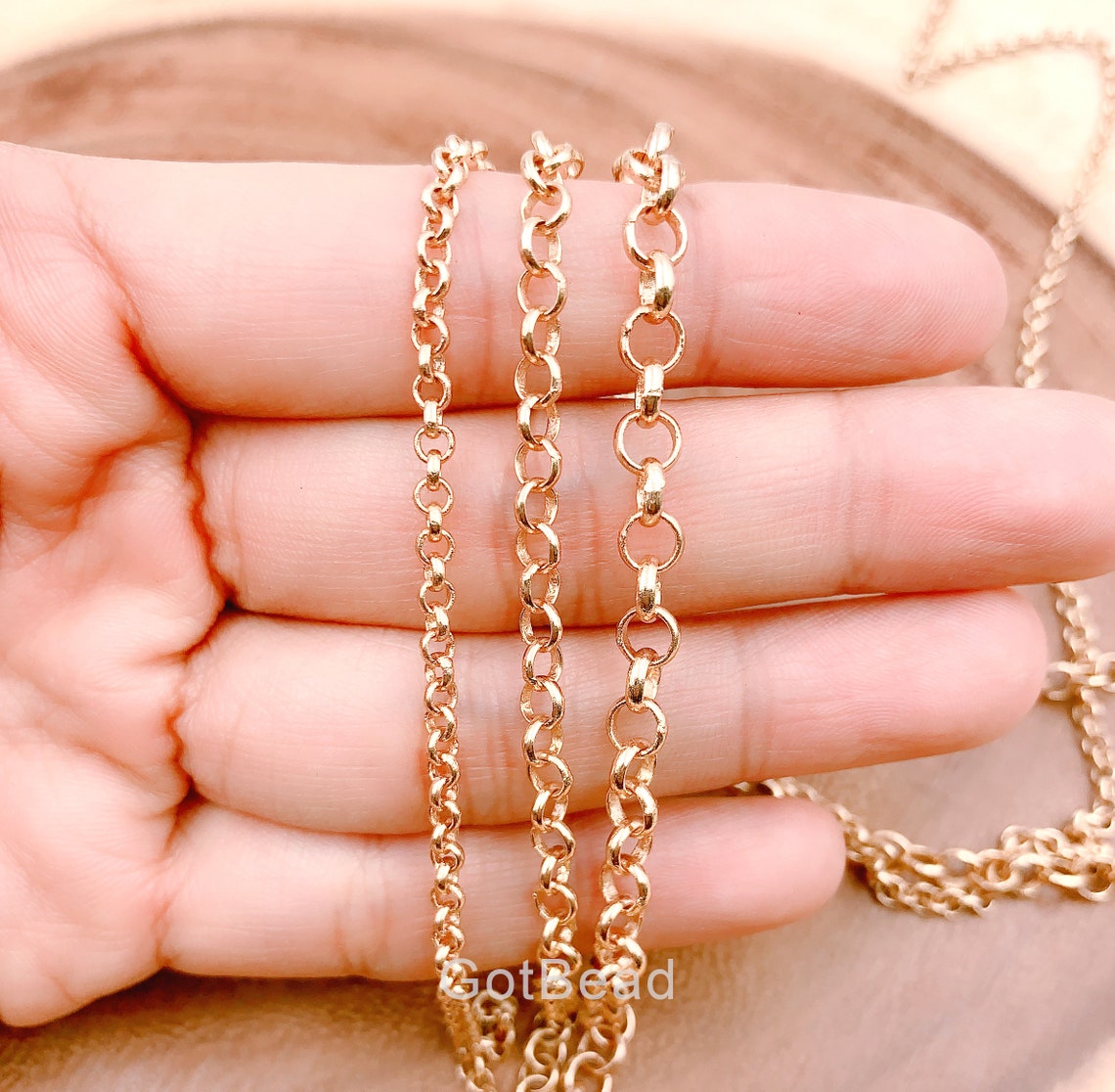 18K Gold Rolo Cable Chain by Yard Gold Cable Rolo Chain by Etsy