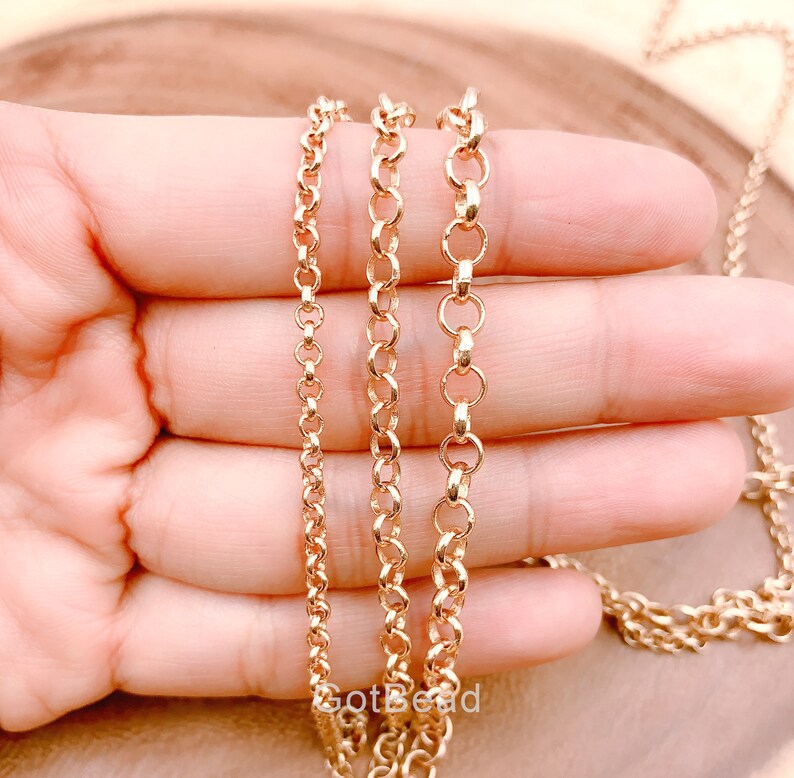 18K Gold Rolo Cable Chain by Yard Gold Cable Rolo Chain by Etsy