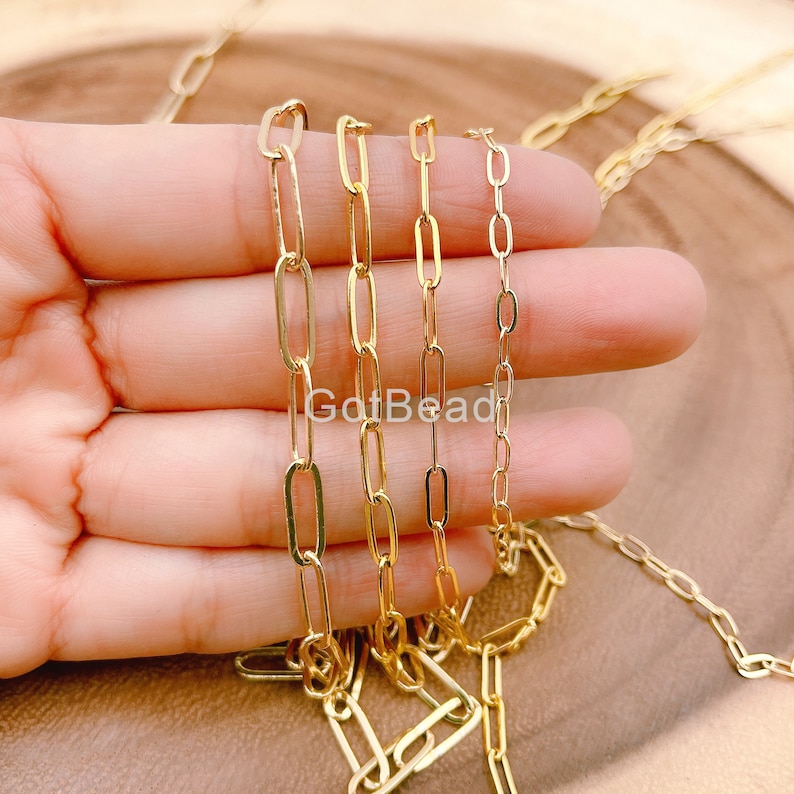 24K Gold Filled Paperclip Chain by Yard Wholesale Bulk Roll Etsy