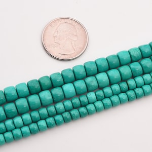 Green Turquoise Gemstone Rondelle Beads Natural 7mm, 6mm Beads For DIY Bracelet Necklace Jewelry Making 15.5 Inches Strand  TUQ074