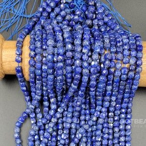 Natural Blue Lapis Lazuli Gemstone Beads, Faceted Cube beads, 6x6mm Beautiful Blue Color, Great Quality Gemstone Full Strand 15.5&quot; PRP442