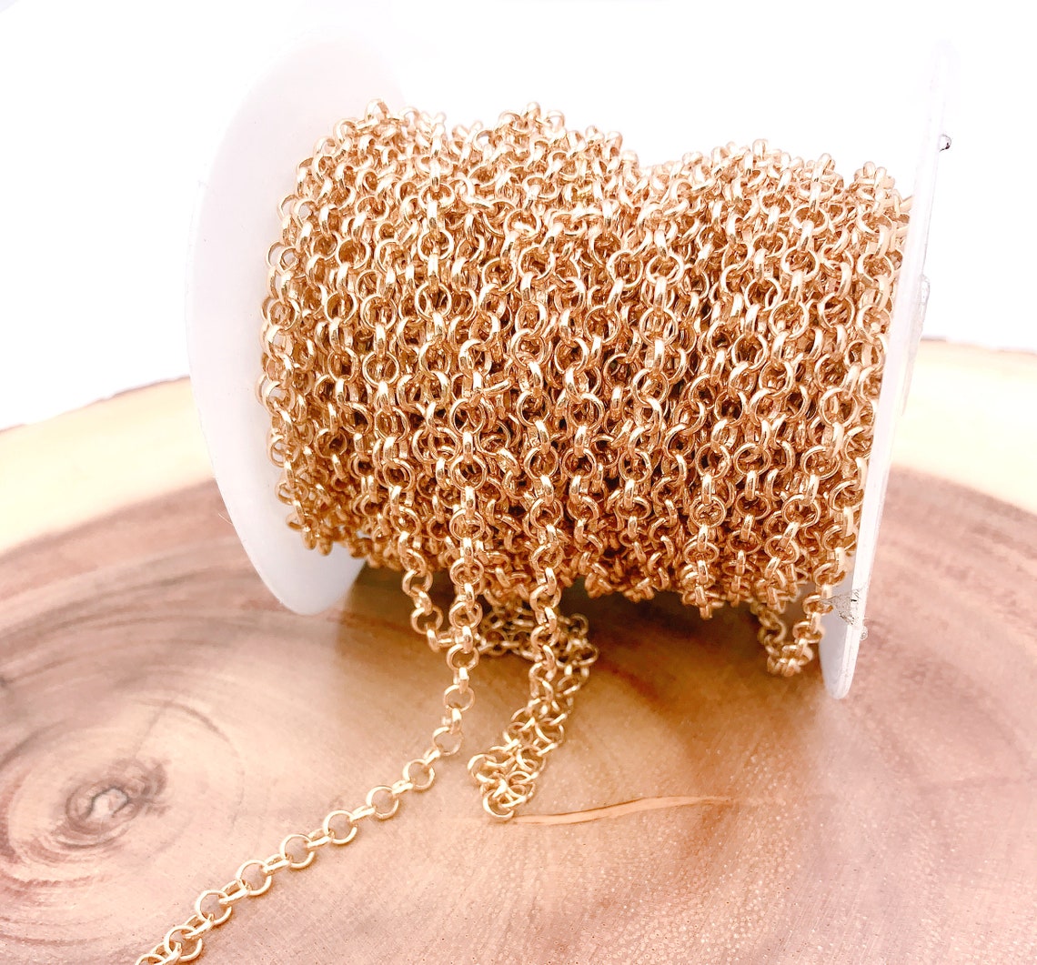 18K Gold Rolo Cable Chain by Yard Gold Cable Rolo Chain by Etsy