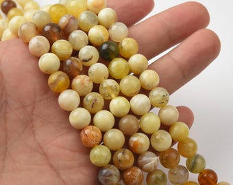 AAA Yellow Opal Beads Natural Gemstone Round 6mm 8mm 10mm Smooth Strand for DIY Jewelry Making & Craft Supplies GRN590