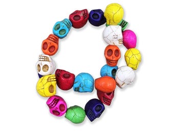 Cuentas de calavera de howlita, cuentas de calavera de howlita turquesa, tira completa de 38 cm, 8 mm, 10 mm, 14 mm, 16 mm, ORG105