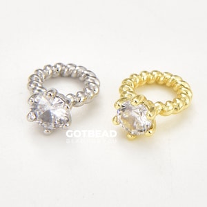 24K Gold CZ Micro Pave Diamond Ring Pendant/Charm, Necklace Bracelet Charm Pendant, Delicate Ring Charm, 8x12mm| CP056