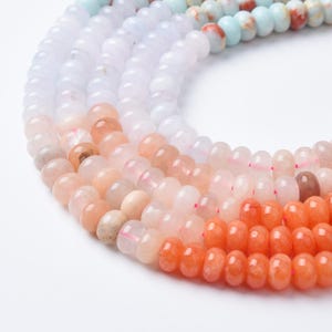 Multicolor Aqua Terra Jasper Rondelle Beads 5x8mm Smooth Imperial Jasper Natural Gemstone Strand for Jewelry Making 15.5&quot; Full Strand GRN502
