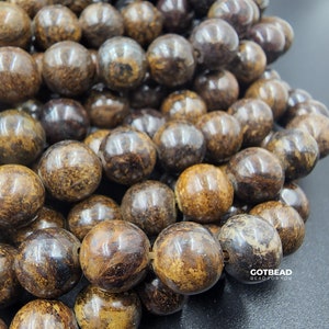 Natural Bronzite 4mm, 6mm, 8mm, 10mm Round Beads High Quality Brown Stone 15.5&quot; Strand, GRN356