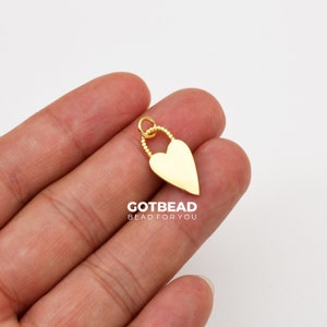 Dainty Heart Charm, Gold Filled Heart Love Twisted Handle Padlock Pendant for Necklace Bracelet Earrings Jewelry Making Supply, CP2056