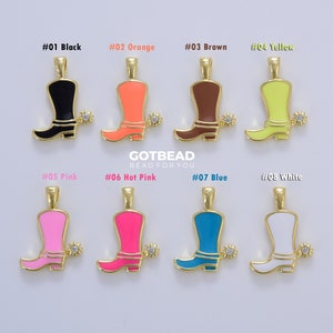 1PC Enamel Color Cowboy Boot Charm, Gold Cowboy Boots Charm for Necklace or Bracelet, Cowgirl Charm, Rodeo Cowgirl Jewelry, 20x15mm, CP1629