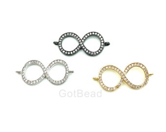 Unendlich Symbol CZ Stecker, Micro Pave Unendlichkeit Charme, Gold gefüllt Unendlichkeit Link für Armband Halskette Schmuck machen, 40 x 20 mm, KN266