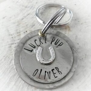 Horseshoe pet id - round pet tag - pet supplies - horse id tag - dog tag for dog - pet lover gift - western pet tag -gift  under 25