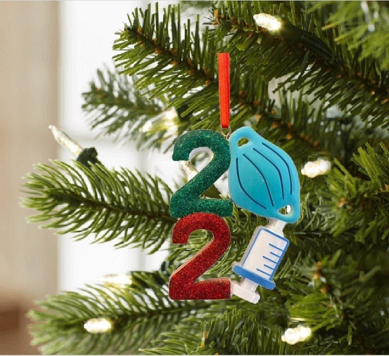 2021 Christmas Ornament | Pre-Strung High Quality Ceramic Gift | Vaccine Ornament | Quarantine Ornament | COVID virus commemorative ornament