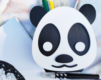 Panda Federmäppchen, Stiftehalter, Federmäppchen, Tiere Schreibtisch Zubehör, Kinder Pinsel Halter, umweltfreundlich, Geschenk Panda Liebhaber