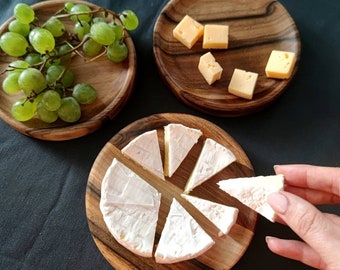 Wooden pinch bowls, Wooden plate, set of 3 plates, serving dish, wooden dish, table setting, candy plate, cheese plate.