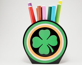 Federmäppchen Stiftehalter, Lucky Irish Desk Organizer, Irish Gift, Shamrock Art, St Patrick es Gift, Büro Organizer, Pinselhalter