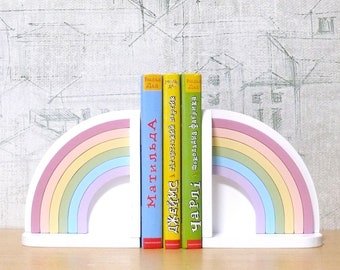 Baby book end - Bookends Rainbow  - Children's Room Decor - Book Stand - Pastel Nursery Decor - Book ends for Kids - Children's  Gift - Boho