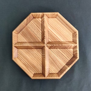 Sneks serving platter, Wooden Plate with 4 Compartments, Sectional Serving dish, rustic style, minimalism, octahedron, Сompartmental dish