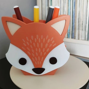 Fox Pencil Holder, Pencil case, Pastel nurcery Organizer, Animals Desk Supplies, Brush holder, Nursery decor, Eco Friendly, Gift Fox Lovers image 3