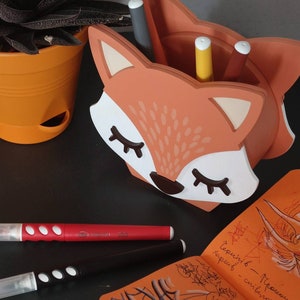 Fox Pencil Holder, Pencil case, Pastel nurcery Organizer, Animals Desk Supplies, Brush holder, Nursery decor, Eco Friendly, Gift Fox Lovers image 9