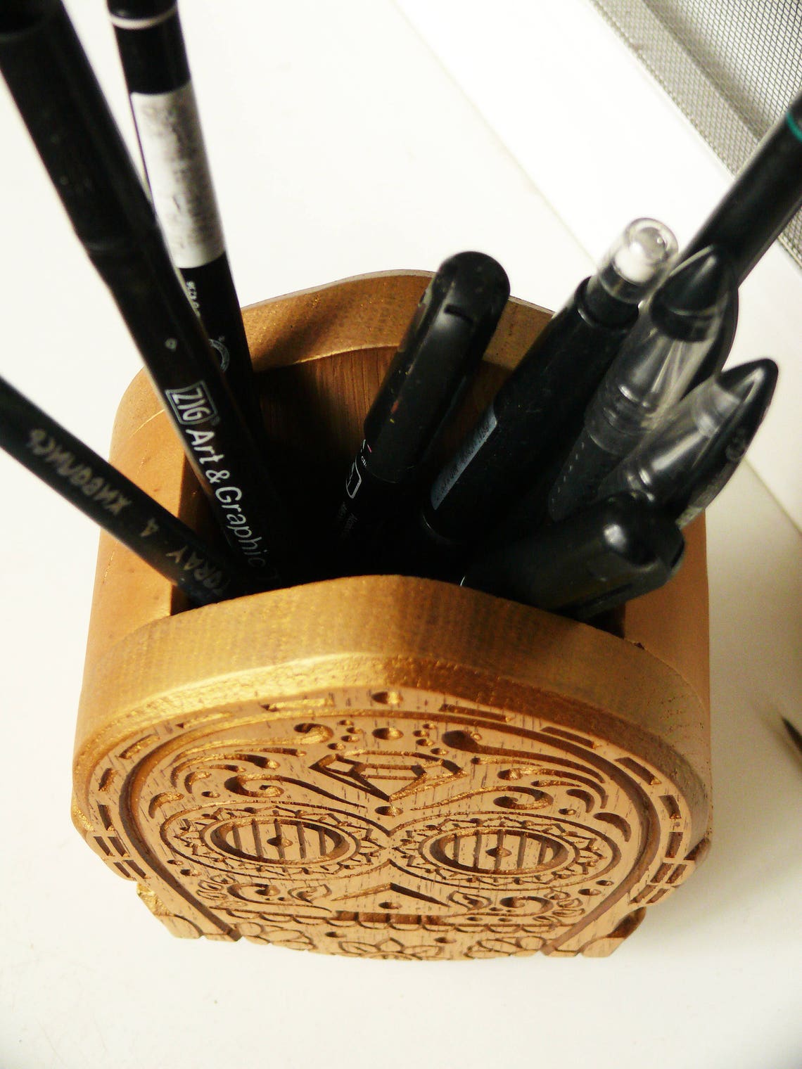 Droid C3PO Robot Pencil Holder Wood Carved Holder Stand Etsy