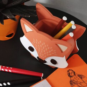 Fox Pencil Holder, Pencil case, Pastel nurcery Organizer, Animals Desk Supplies, Brush holder, Nursery decor, Eco Friendly, Gift Fox Lovers image 5