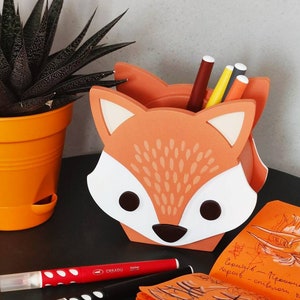 Fox Pencil Holder, Pencil case, Pastel nurcery Organizer, Animals Desk Supplies, Brush holder, Nursery decor, Eco Friendly, Gift Fox Lovers image 4