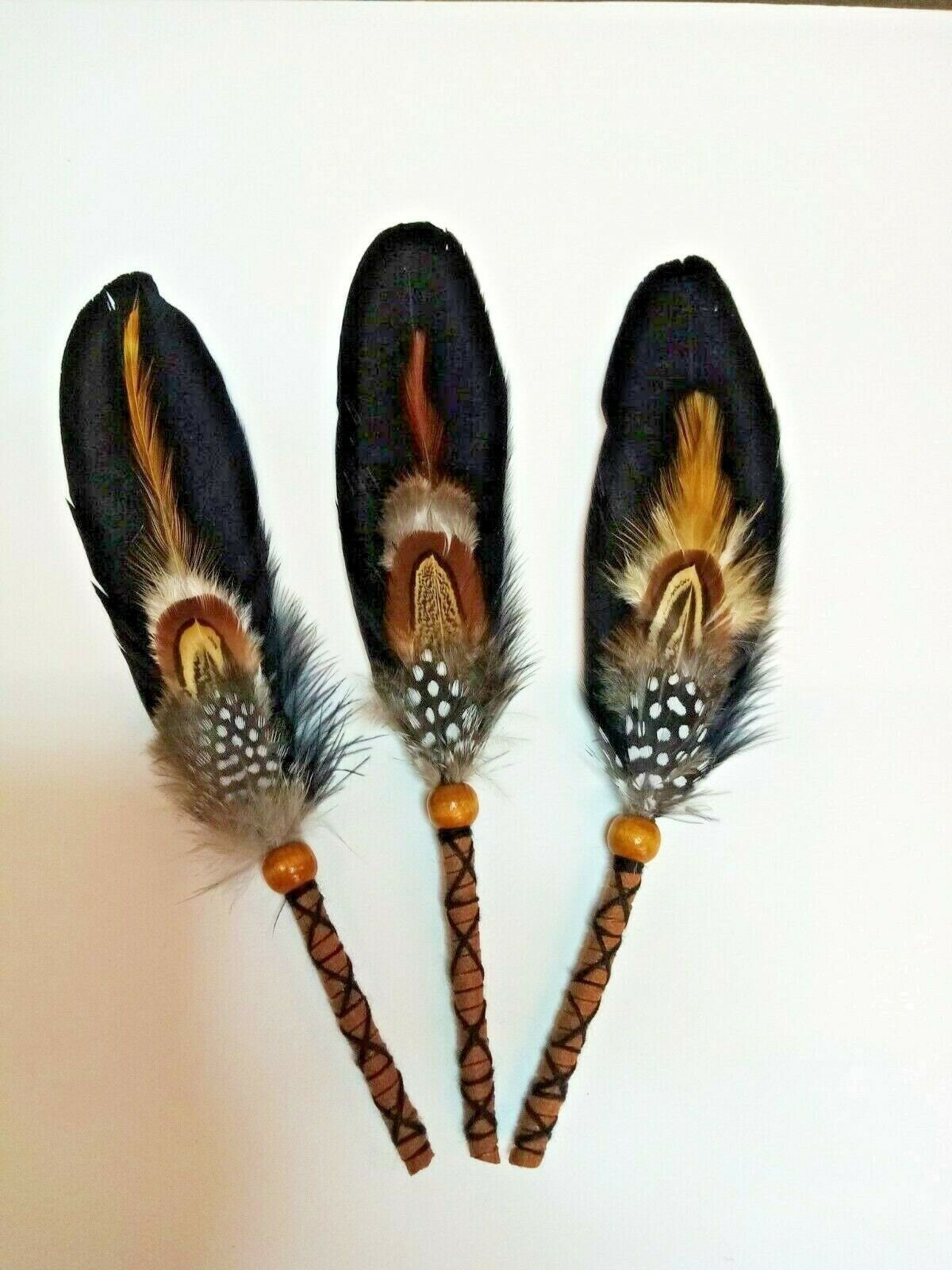 One Handmade Black Sacred Smudging Ceremony Prayer Feather - Bound St…