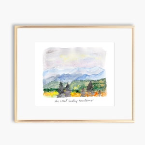 Great Smoky Mountains Wall Art Print Watercolor Painting GSMNP Smokies Appalachian National Parks Cabin North Carolina Tennessee Artwork