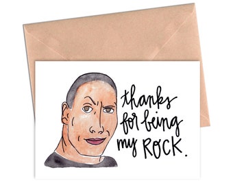 Valentines Day Card Funny Dwayne The Rock Johnson Thanks for Being My Rock for Husband Boyfriend Wife Girlfriend Printable Print at Home