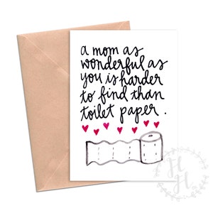 Grappige afdrukbare moederdagkaart voor moeder quarantaine sociale afstandskaart verjaardag toiletpapier voor vrouw vriend schoonmoeder