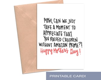 Mother's Day Card Funny Printable for Mom From Daughter Son 90s Mom 80s Mom Print at Home Hand Drawn Instant Download