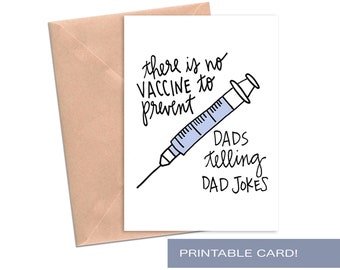 Printable Funny Card for Dad, Birthday Card Funny, Dad Jokes Birthday, Quarantine Social Distancing Vaccine Card A6 Instant Download