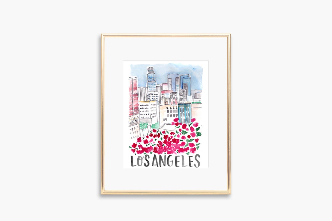 Los Angeles Wall Art, Los Angeles Prints, Watercolor Painting, Downtown