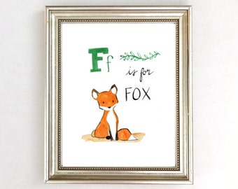 Nursery Art, Fox Nursery, Decor, Fox Print, Art, Woodland Nursery, Neutral Nursery, Woodland Creatures, Watercolor, Kids Wall Art