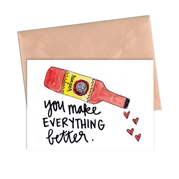 Printable Funny Hot Sauce Valentines Day Anniversary Birthday Cards for Husband Dad From Wife Daughter Son You Make Everything Better