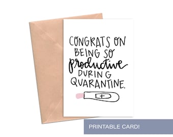 Funny Printable Baby Shower Card Quarantine Lockdown 2020 New Mom Parents Pregnant Pregnancy Congratulations Hand Drawn Instant Download